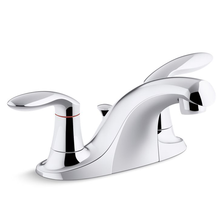 Kohler® 15241-4RA-CP Centerset Bathroom Sink Faucet, Coralais®, Polished Chrome, 2 Handles, Metal Pop-Up Drain, 1.2 gpm