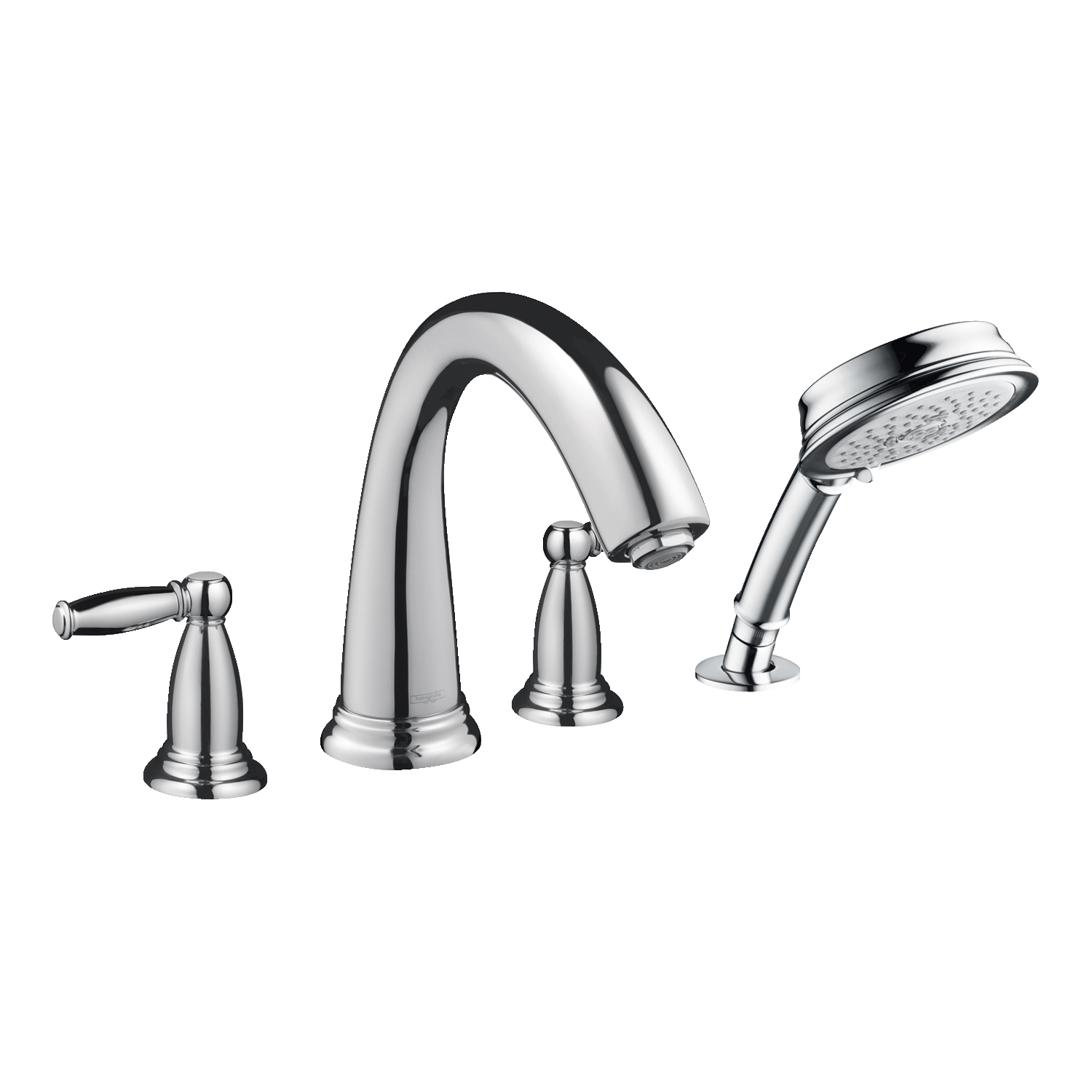 06132000 Hansgrohe Swing C 4-Hole Roman Tub Set Trim with Lever Handles and 1.8 GPM Handshower, Chrome