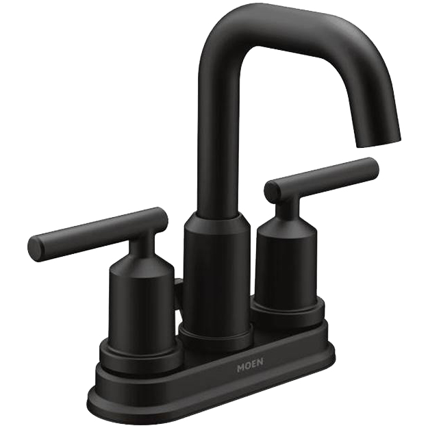 Moen® 6150BL Bathroom Faucet, Gibson™, Matte Black, 2 Handles, Pop-Up Drain, 1.2 gpm