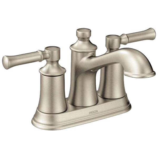 Moen® 6802BN Centerset Bathroom Faucet, Dartmoor™, Brushed Nickel, 2 Handles, Metal Pop-Up Drain, 1.2 gpm
