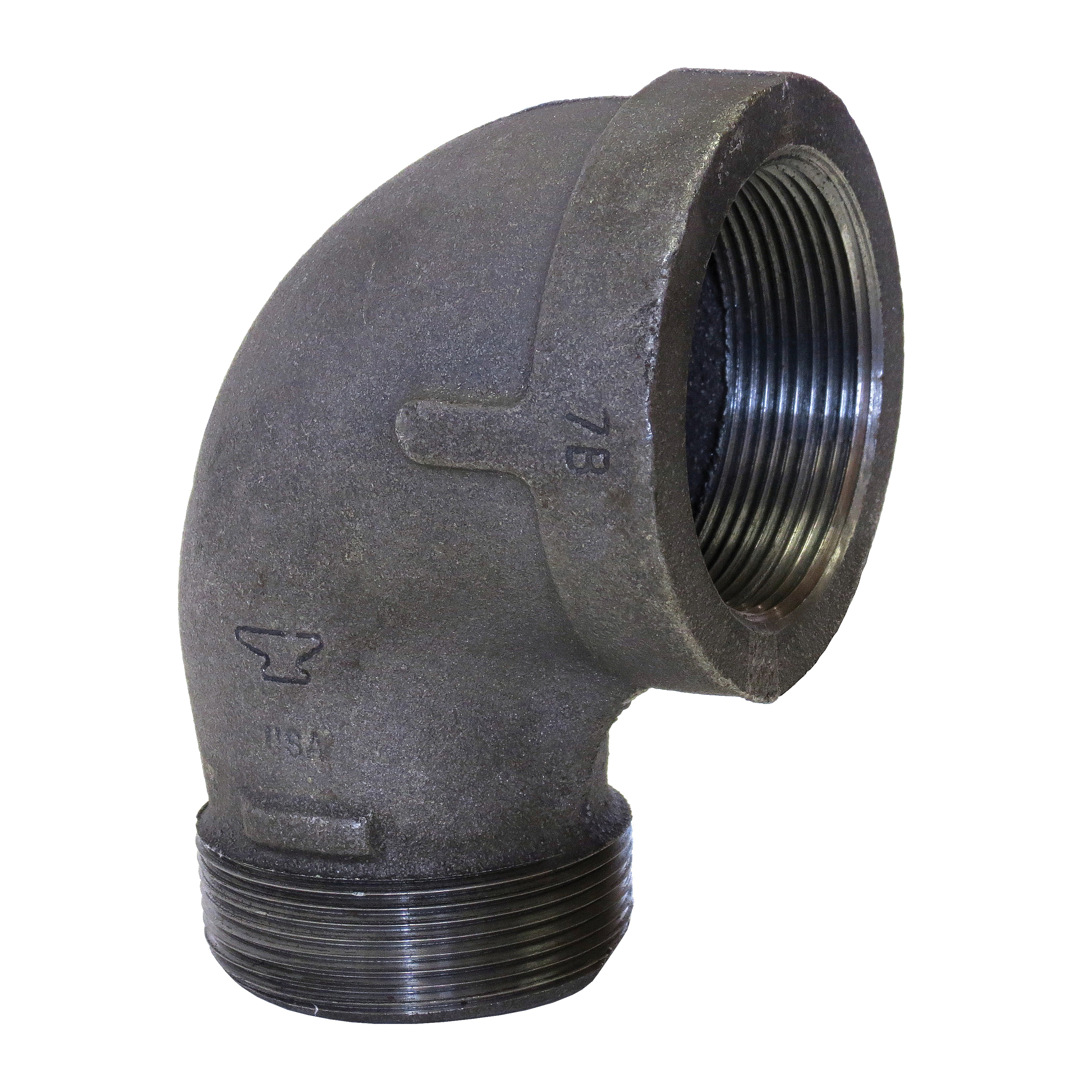 0310020409 FIG 1103R Street Reducing Elbow, 2 x 1-1/2 in Nominal, MNPT x FNPT End Style, 150 lb, Malleable Iron, Black Oxide, Domestic