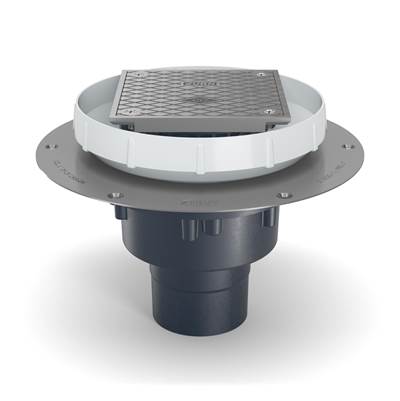 ABS Floor Drain Cleanout, 5 in Nickel Bronze Cover, Stainless-Steel Deck Plate with 3-inch, 4-inch Bottom Outlet