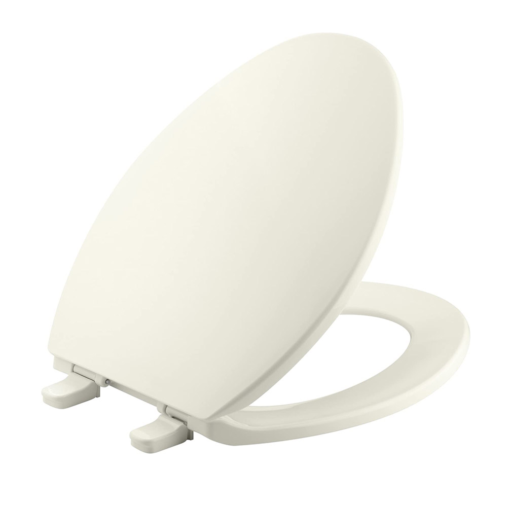 White Kohler K-4774-0 Brevia with Quick-Release Hinges Elongated Toilet Seat