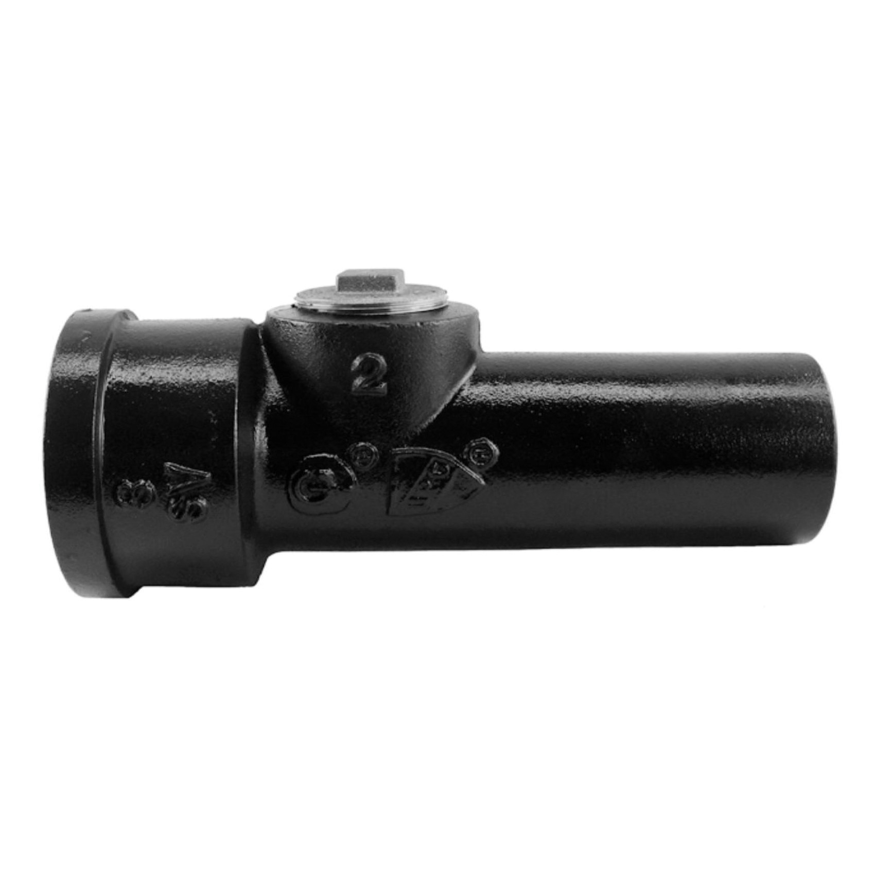00080 1600 Cleanout Tee With Southern Raised-Head Brass Plug Installed, Cast Iron
