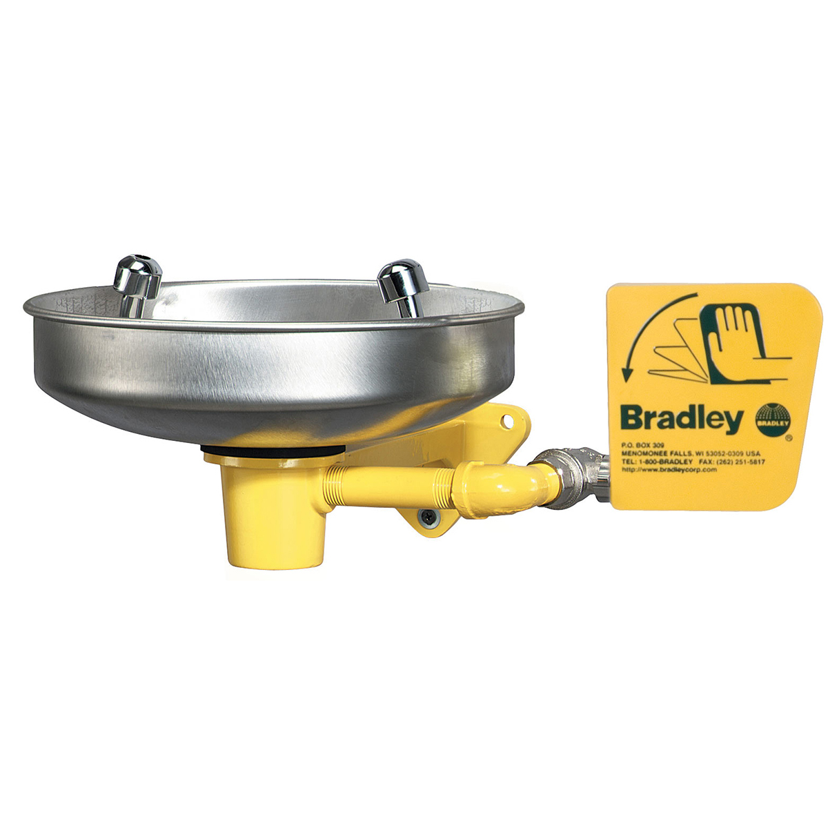 S19220B Classic Eyewash With Stainless Steel Bowl, Wall Mounting