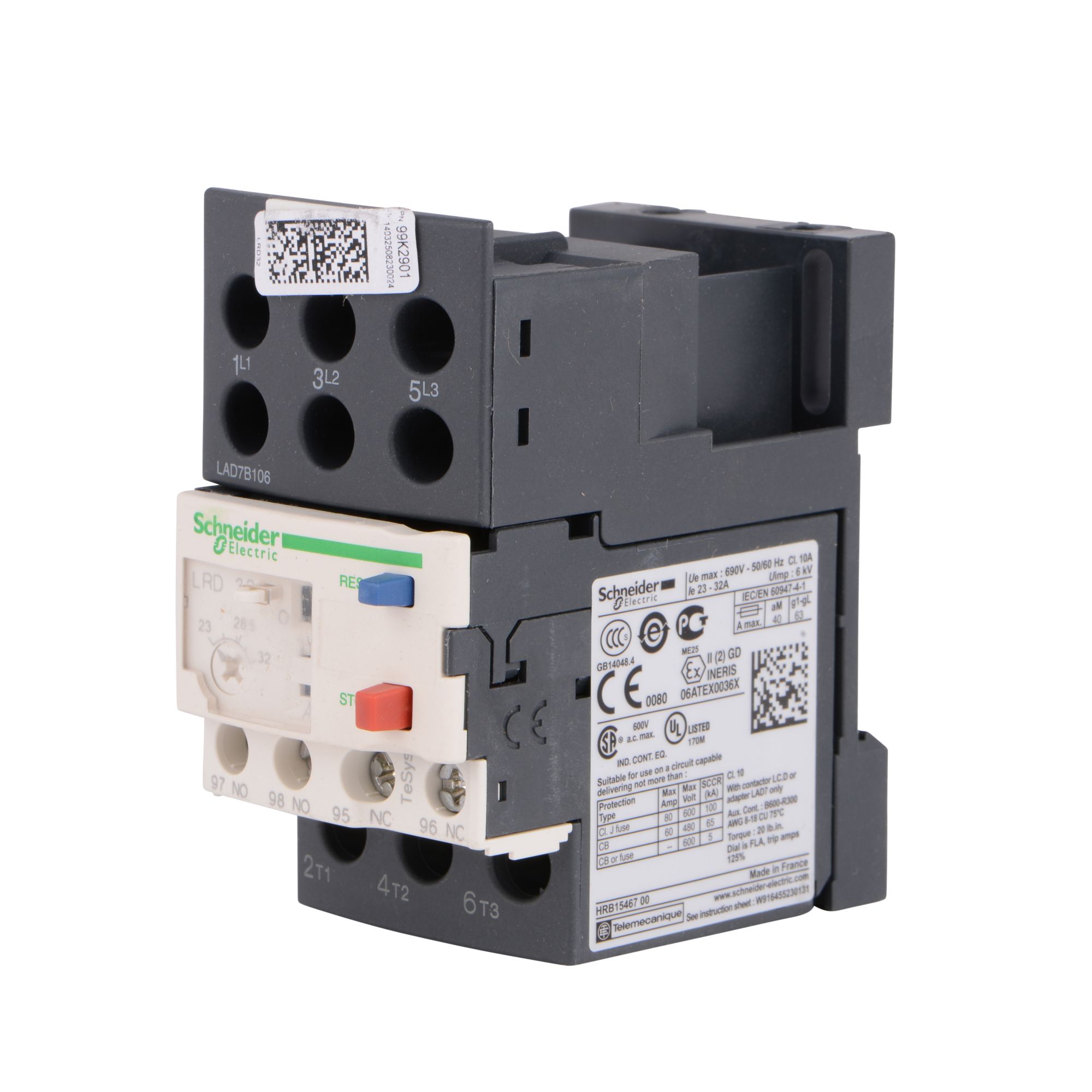 ALLIED™ 99K29 Overload Protector, 690 V, 20 to 32 A, 3 ph, 50/60 Hz, Class 10, Bimetallic