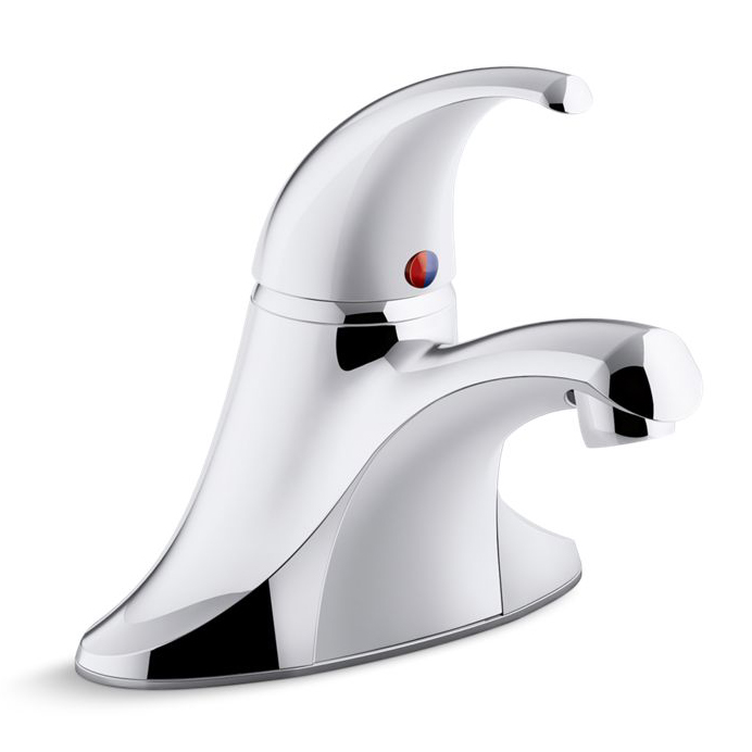 Kohler® 15182-4DRA-CP Centerset Bathroom Sink Faucet, Coralais®, Polished Chrome, 1 Handles, Plastic Pop-Up Drain, 1.2 gpm