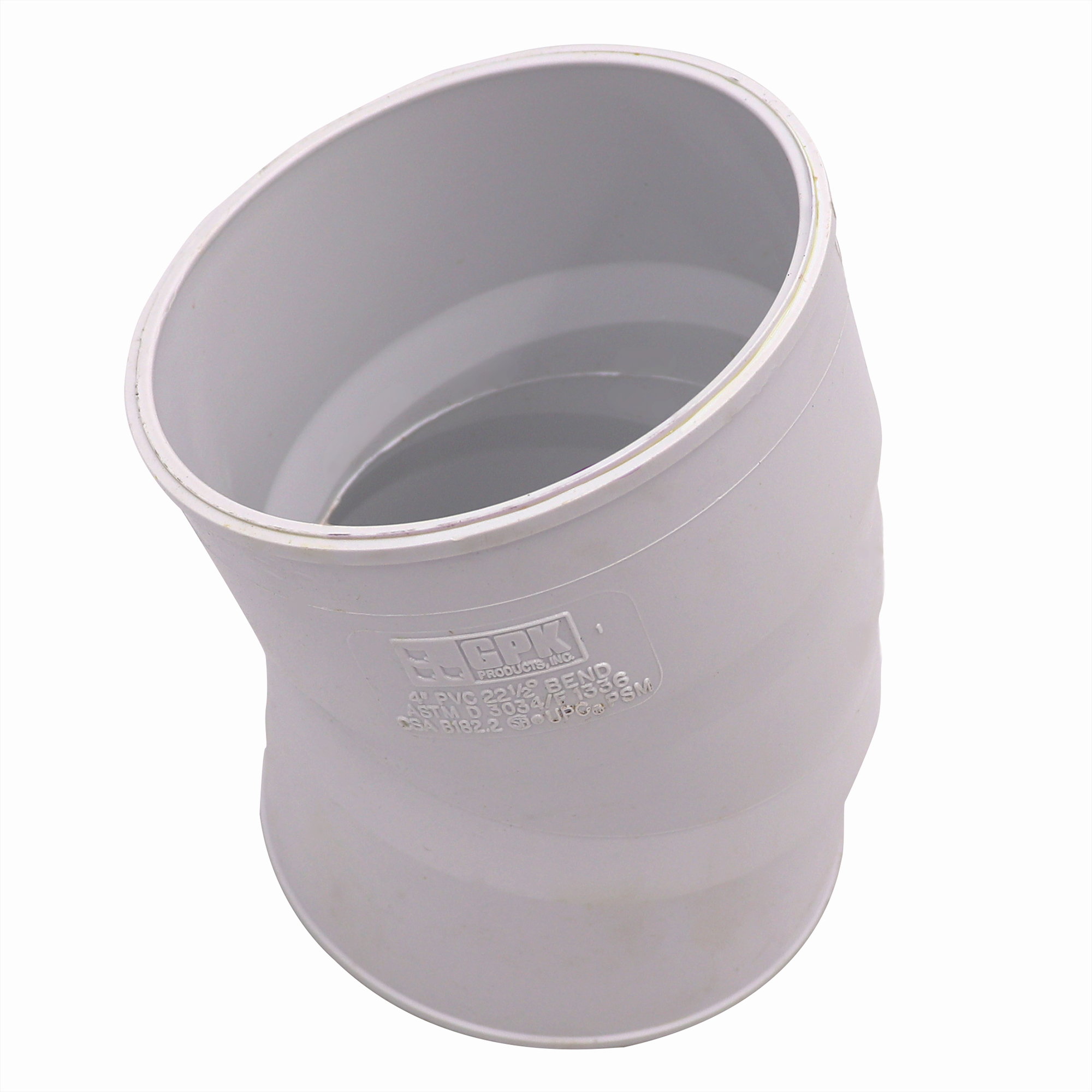 2170004 22.5 deg Sewer Elbow, 4 in, Hub, SDR 35, PVC First Supply