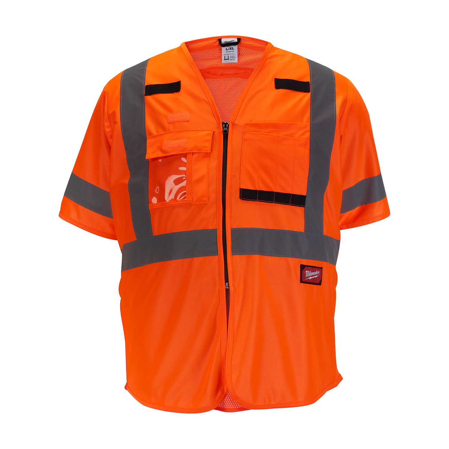 Milwaukee® 48735148 Safety Vest, 4XL/5XL, HiViz Orange, Hook and