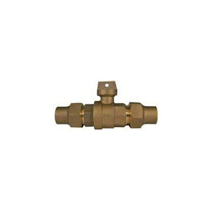 A.Y. McDonald 5142-340 Straight Regular Pattern Ball Style Curb Stop, 1-1/4", C Flare, Brass Body, EPDM Softgoods
