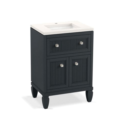 Kohler® 33535ASB1WX Hearthaven™ 24" Bathroom Vanity Set, Floor Mount, Slate Gray / Quartz Top