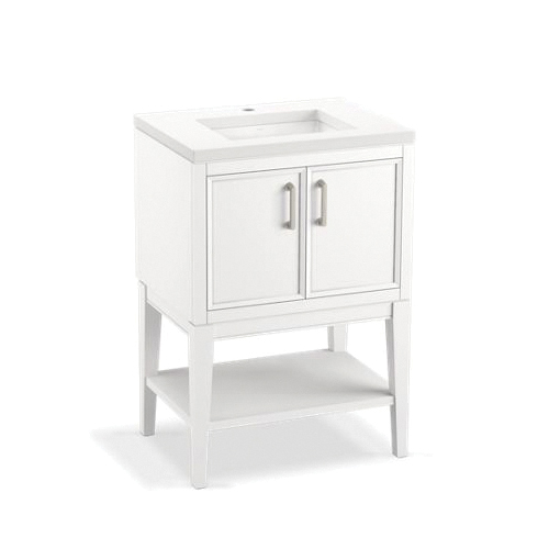 Kohler® 33577ASB0 Winnow™ Valvet™ 24" Bathroom Vanity Set, Floor Mount, White / Quartz Top