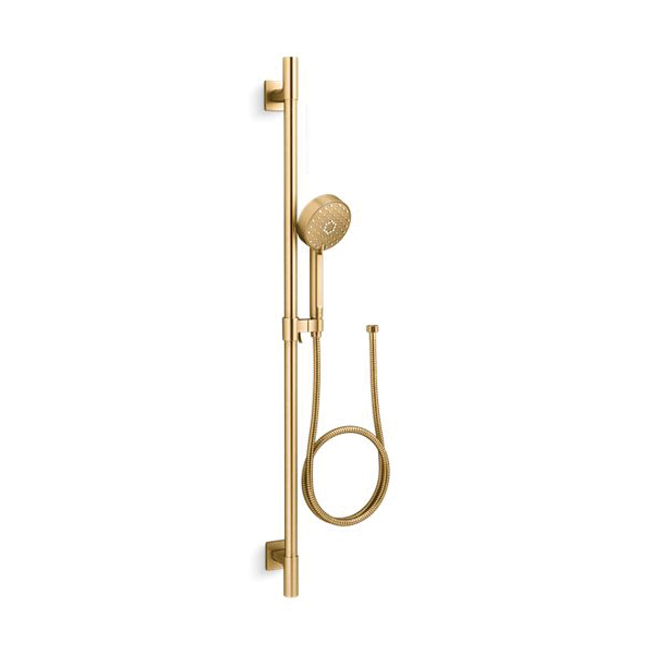 Kohler® 99898-G-2MB Awaken® G110 Multi-Function Premium Slidebar Kit, 4-5/16 in Dia 4 Shower Head, 1.75 gpm Flow Rate, 60 in L Hose, Vibrant® Brushed Moderne Brass
