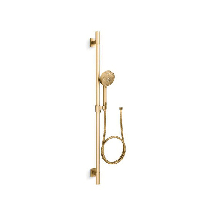 99898-2MB Awaken® G110 Premium Slidebar Kit, 4-5/16 in Dia 4 Shower Head, 2 gpm Flow Rate, 60 in L Hose, Vibrant® Brushed Moderne Brass