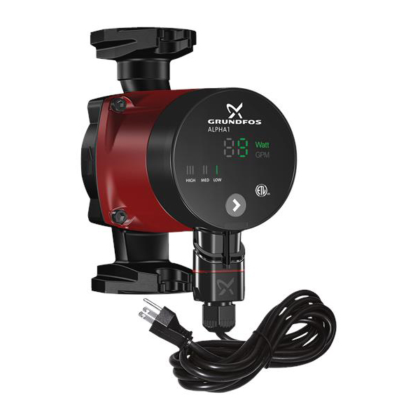 99287244 Alpha 1 High-Efficiency Variable-Speed Circulator, 21 gpm Flow Rate, 15 mm Inlet x 15 mm Oulet, 115V, 1 ph, Cast Iron - Discontinued