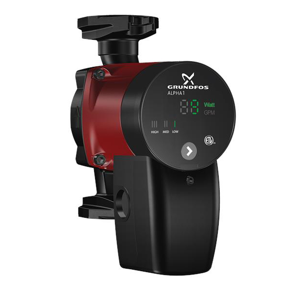 99287259 Alpha 1 High-Efficiency Variable-Speed Circulator, 21 gpm Flow Rate, 15 mm Inlet x 15 mm Oulet, 115V, 1 ph, Cast Iron