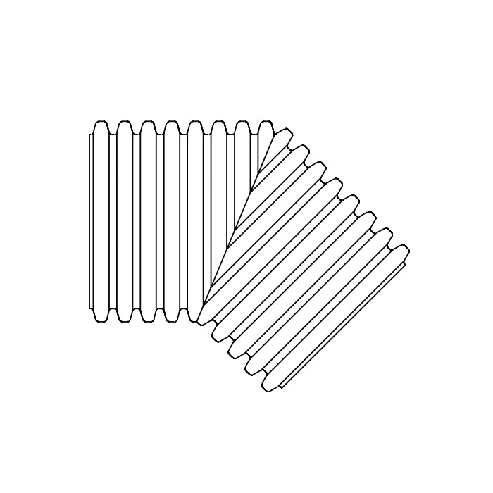 ADS® 1897AN 45 deg Dual Wall Fabricated Bend, For Use With N-12® Dual Wall HDPE Pipe, 18 in Plain End, 1-Miter, HDPE, Domestic