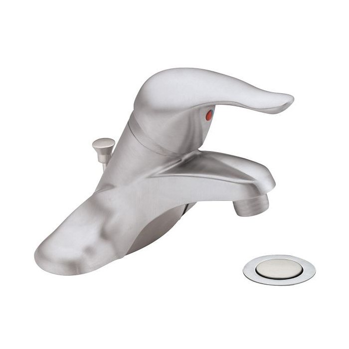 Moen® L4621BC Centerset Bathroom Faucet, Chateau®, Brushed Chrome, 1 Handles, Metal Pop-Up Drain, 1.5 gpm