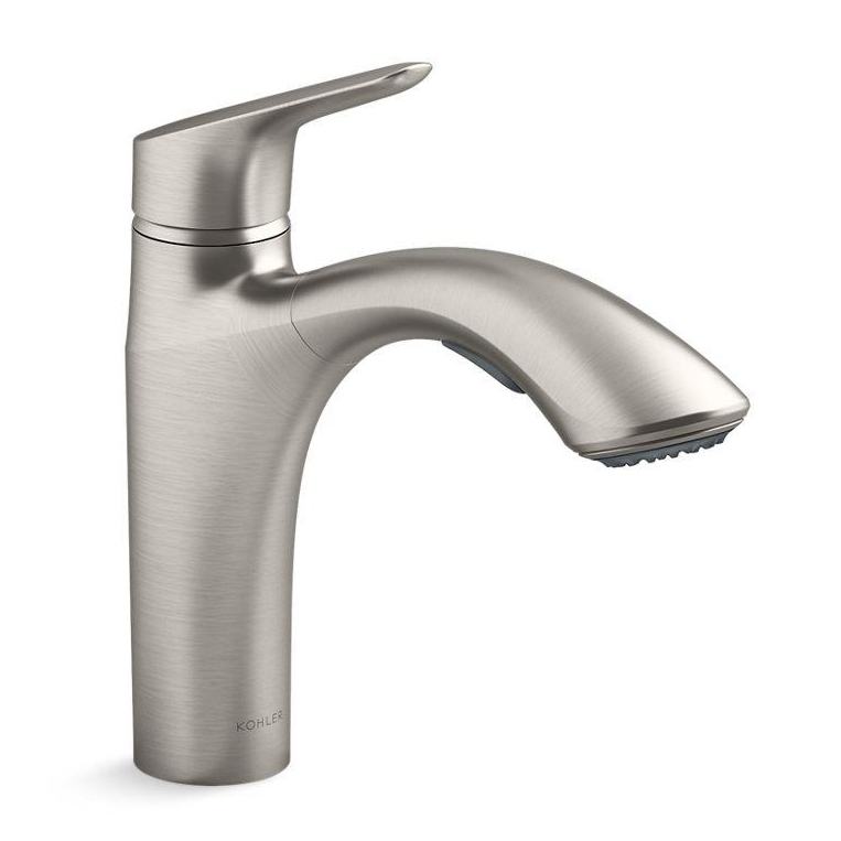 KOHLER K-23833-VS Riff Küchenarmatur – Auslauf Hoch Schwenkbar (155°), Einhebel-Mischbatterie, Vibrant Stainless Finish, 5,7 L/min Durchfluss