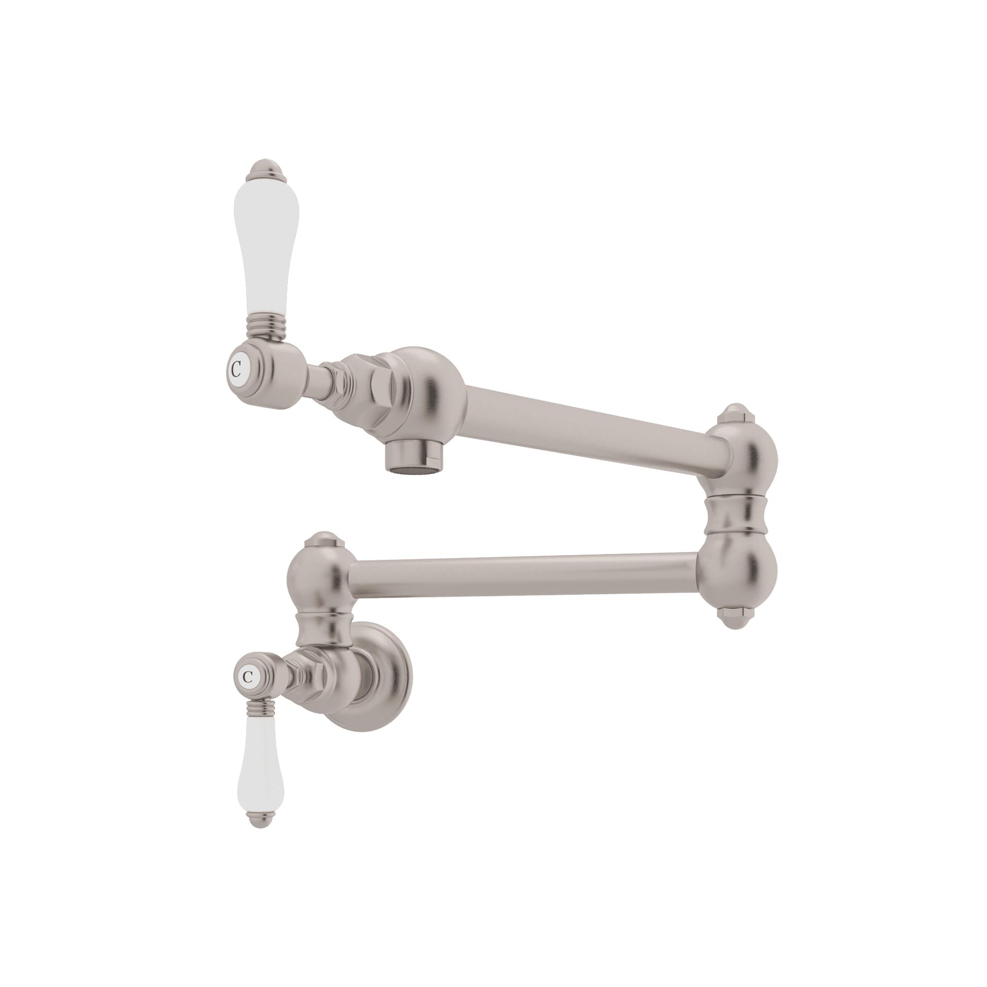 Rohl® A1451LPSTN-2 Rohl Multiple Collections Traditional Pot Filler, 1.5 gpm, Satin Nickel