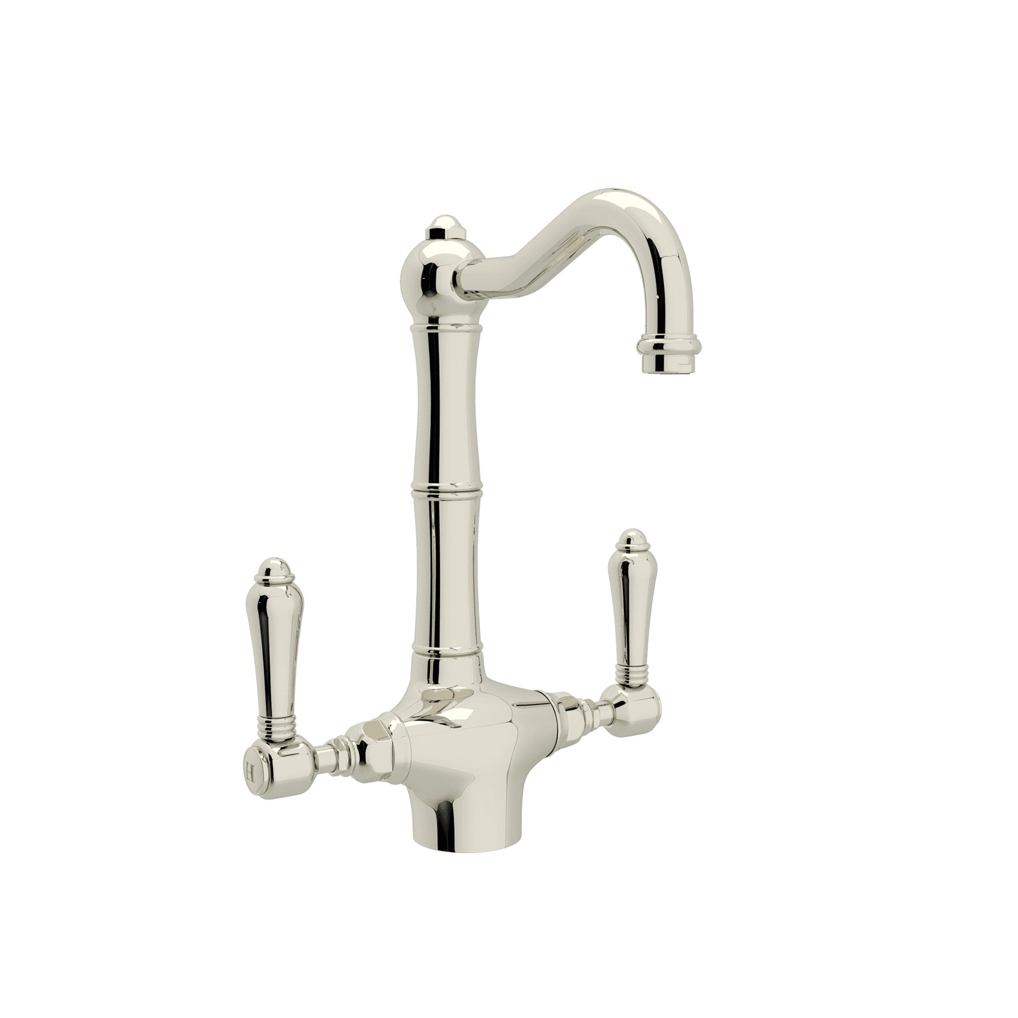 Rohl® A1680LMPN-2 Acqui Traditional Bar/Food Prep Faucet, 2 Handles, Polished Nickel