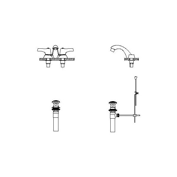 DELTA® 21C253 Heavy Duty Centerset Sink Faucet, TECK®, Polished Chrome, 2 Handles, Metal Pop-Up Drain, 0.5 gpm