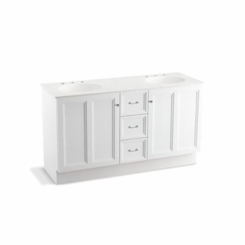 Kohler® 99524-TK-1WA Damask® Bathroom Vanity Cabinet With Toe Kick, 34-1/2 in OAHx60 in OAWx21-7/8 in OAD, Free Standing Mount, Linen White Cabinet - Discontinued