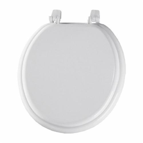 Round Closed Front Toilet Seat Molded Wood Bumper Top Tite Hinge Bathroom White 