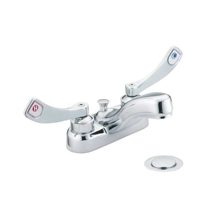 Moen® 8219 Centerset Bathroom Faucet, M-DURA™, Chrome Plated, 2 Handles, Pop-Up Drain, 2.2 gpm