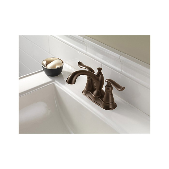 DELTA® 2594-RBMPU-DST Centerset Lavatory Faucet, Linden™, Venetian Bronze, 2 Handles, Metal Pop-Up Drain, 1.2 gpm