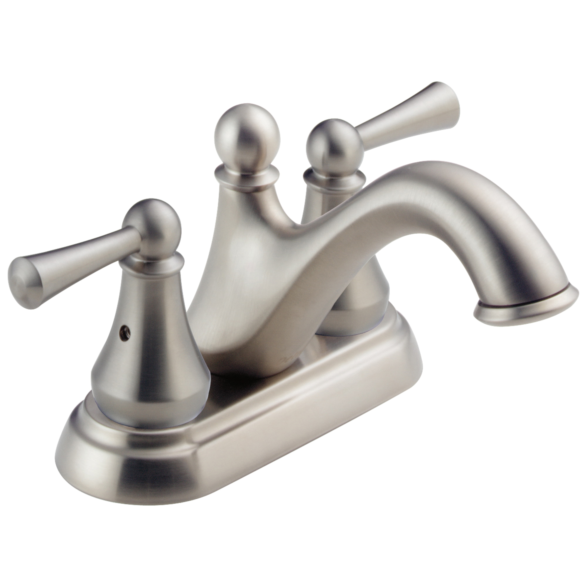 DELTA® 25999LF-SS Centerset Lavatory Faucet, Haywood™, Stainless Steel, 2 Handles, Plastic Pop-Up Drain, 1.2 gpm