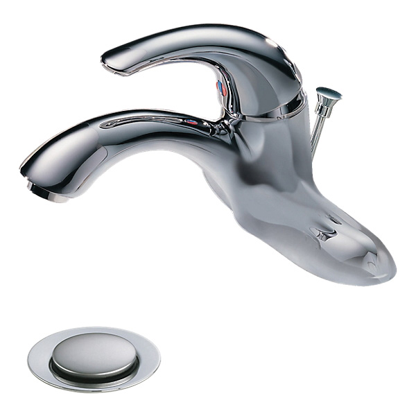 DELTA® 22C351 Centerset Lavatory Faucet, TECK®, Chrome Plated, 1 Handles, Metal Pop-Up Drain, 0.5 gpm