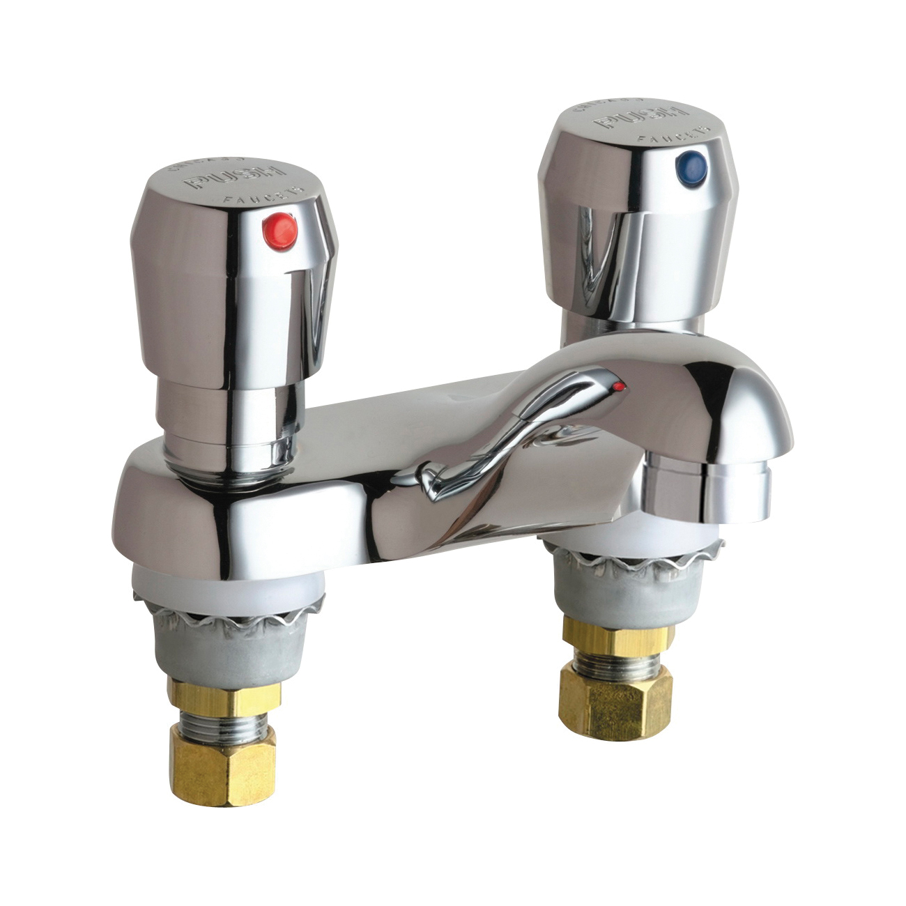 Chicago Faucet® 802-VE2805-665ABCP Lavatory Sink Faucet, Chrome Plated, 2 Handles, 0.5 gpm
