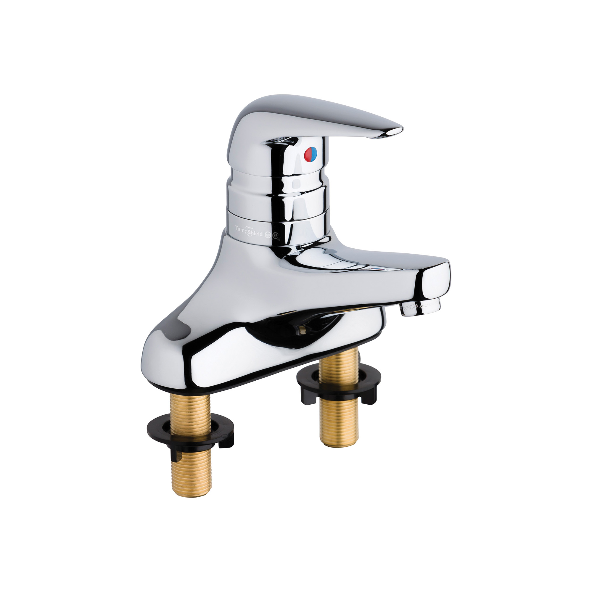 Chicago Faucet® 420-T45E2805ABCP Hot and Cold Water Mixing Sink Faucet, Chrome Plated, 1 Handles, 0.5 gpm