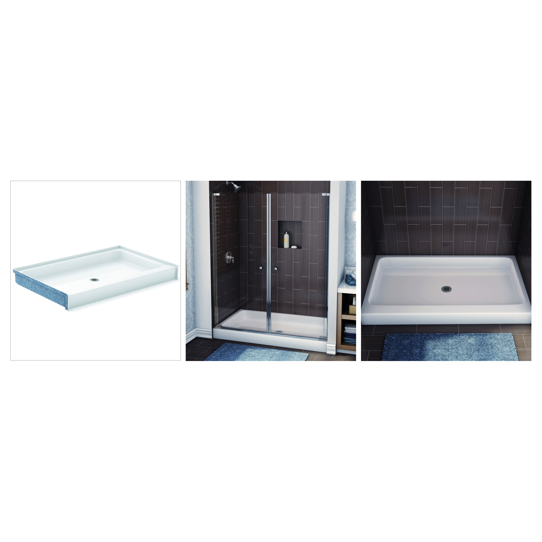 Aker® by MAAX 141071000004 Rectangular Shower Base, SP 3448, Bone