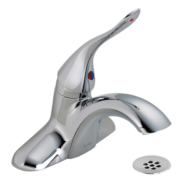 DELTA® 516LF-HDF Centerset Lavatory Faucet, HDF®, Chrome Plated, 1 Handles, Grid Strainer Drain, 1.2 gpm