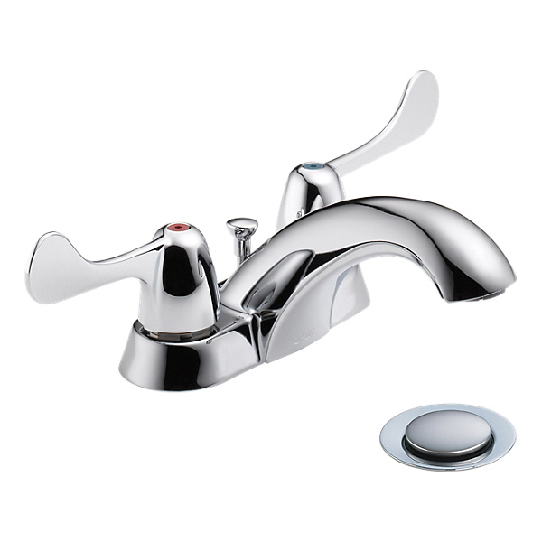 DELTA® 2529LF-HDM Centerset Lavatory Faucet, HDF®, Chrome Plated, 2 Handles, Metal Pop-Up Drain, 1.2 gpm