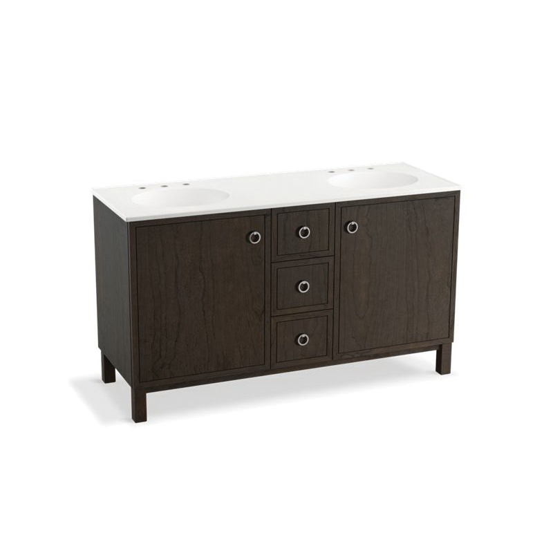 Kohler® 99511-LG-1WC Jacquard™ Standard Bathroom Vanity Cabinet With Furniture Leg, Free Standing Mount, Felt Gray Cabinet