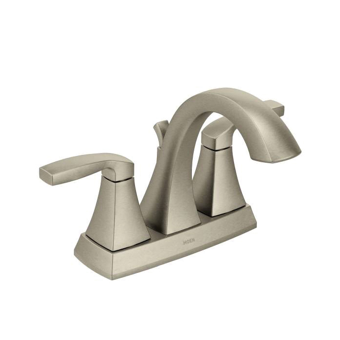 Moen® 6901BN Centerset Bathroom Faucet, Voss™, Brushed Nickel, 2 Handles, Metal Pop-Up Drain, 1.5 gpm