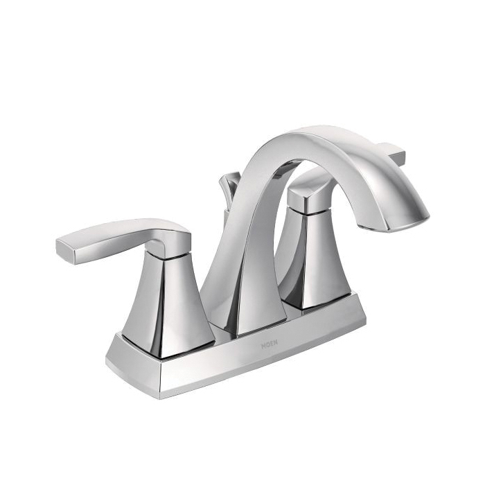 Moen® 6901 Centerset Bathroom Faucet, Voss™, Chrome Plated, 2 Handles, Metal Pop-Up Drain, 1.5 gpm