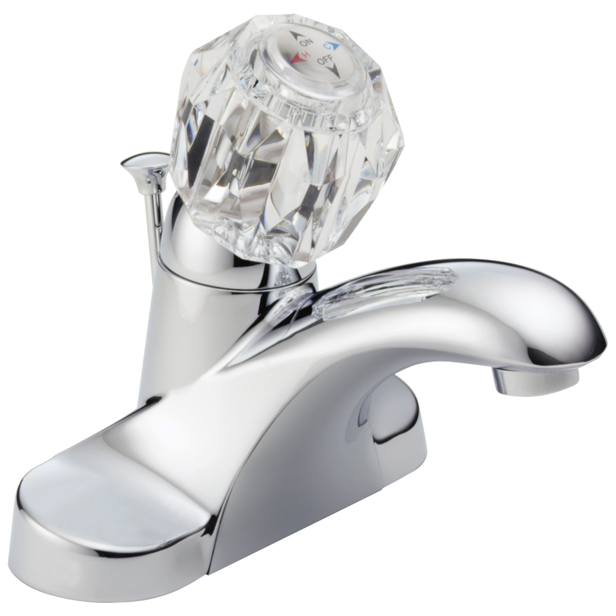 DELTA® B512LF Centerset Lavatory Faucet, Foundations®, Chrome Plated, 1 Handles, Pop-Up Drain, 1.2 gpm