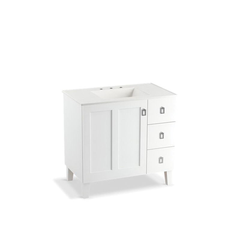 99533-LGR-1WA Poplin® Bathroom Vanity Cabinet With Furniture Legs, Free Standing Mount, Linen White Cabinet