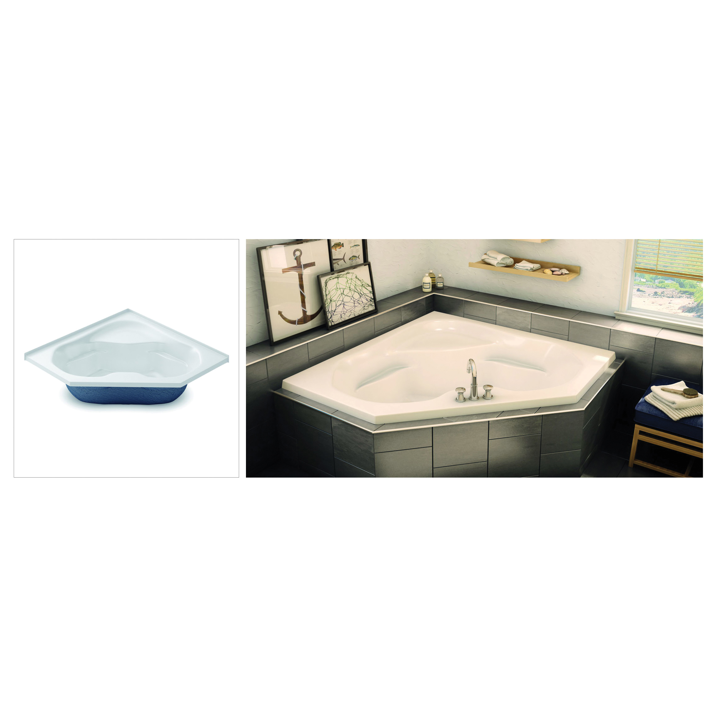 Aker® by MAAX 141096000002 CTF6060 Bathtub with Armrest, Soaking, 59