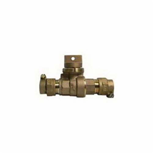 A.Y. McDonald 5142-361 Minneapolis Pattern Ball Curb Stop, 1-1/4", -22 CTS Compression, Brass Body, EPDM Softgoods