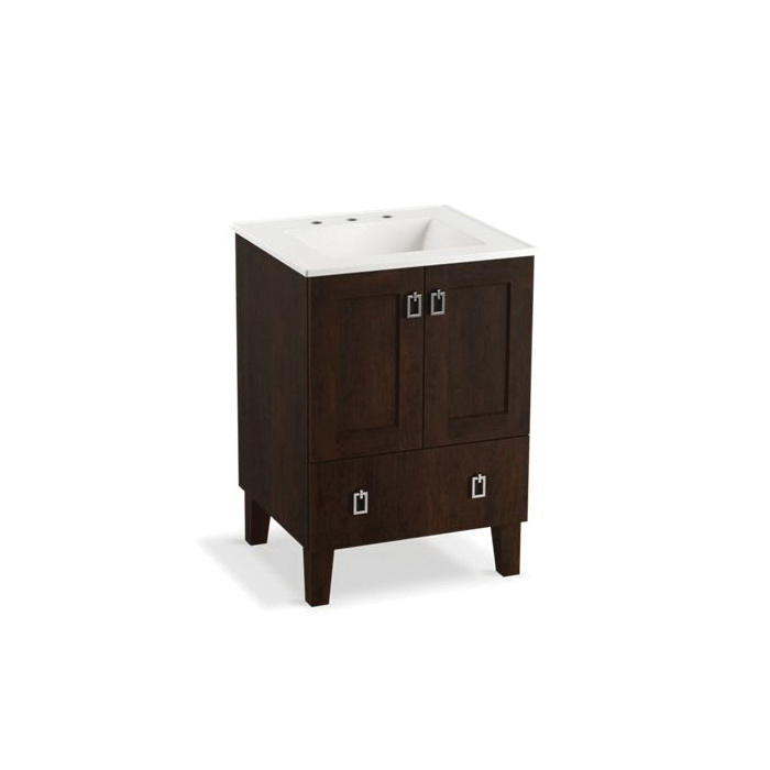 Kohler® 99527-LG-1WB Poplin® Standard Bathroom Vanity Cabinet With Legs, Free Standing Mount, Claret Suede Cabinet