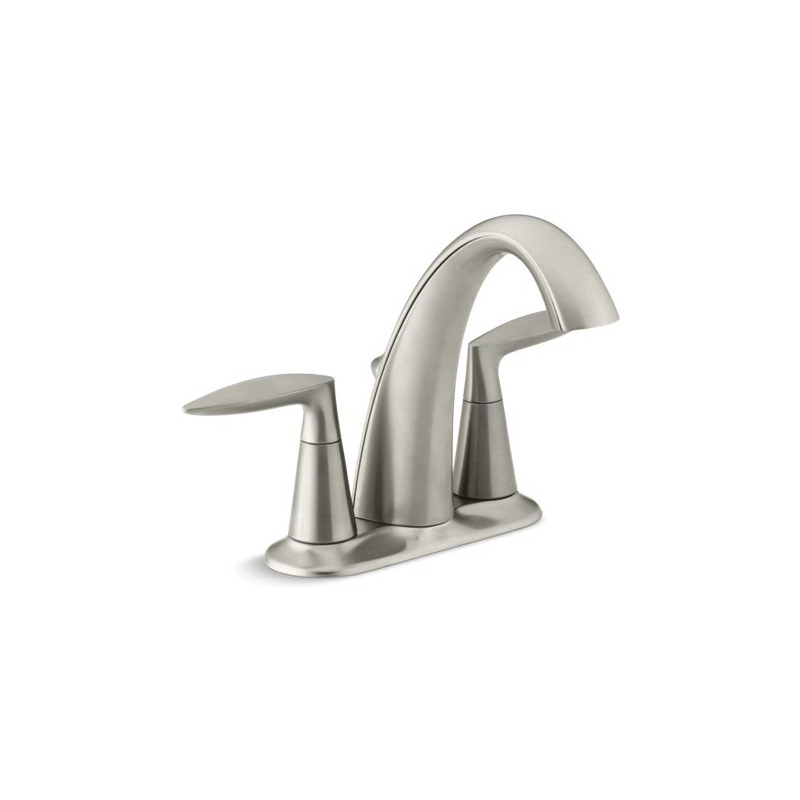Kohler® 45100-4-BN Centerset Bathroom Sink Faucet, Alteo®, Brushed Nickel, 2 Handles, Metal Pop-Up Drain, 1.2 gpm