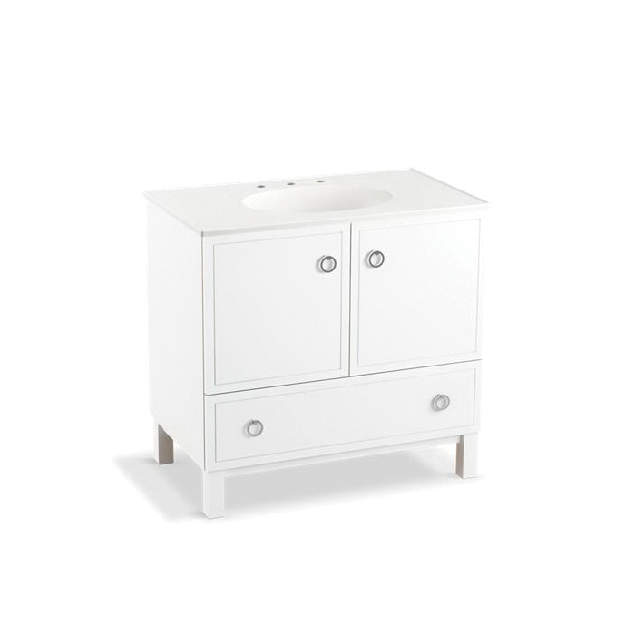 99506-LG-1WA Standard Bathroom Vanity Cabinet With Furniture Leg, Free Standing Mount, Linen White Cabinet