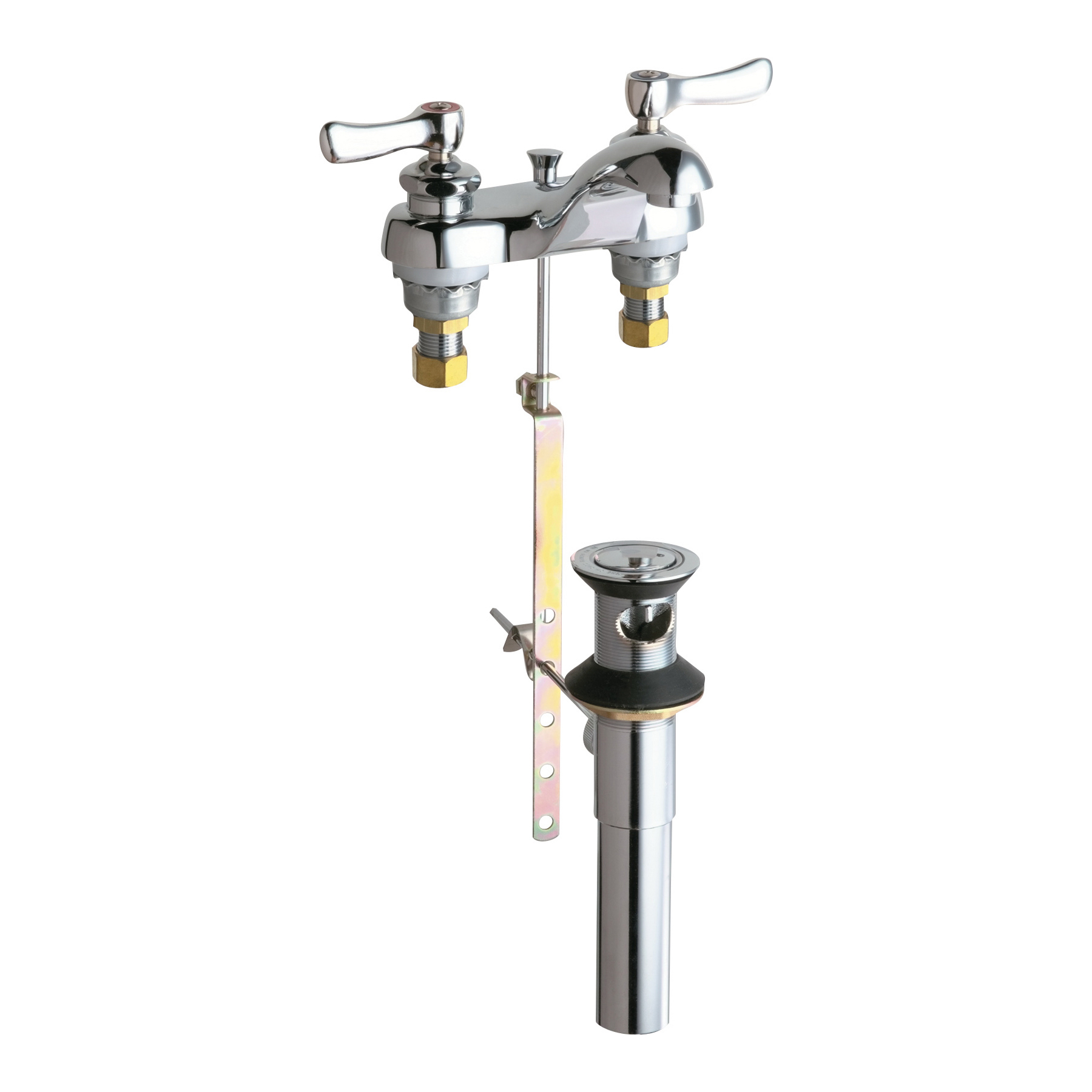 Chicago Faucet® 797-ABCP Lavatory Sink Faucet, Chrome Plated, 2 Handles, Pop-Up Drain, 2.2 gpm