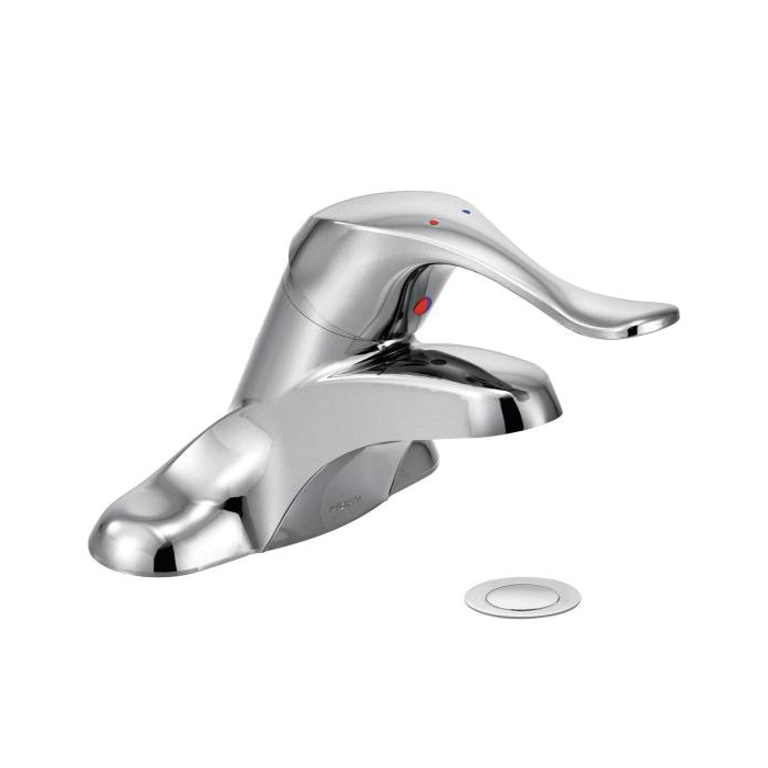 Moen® 8420 Centerset Bathroom Faucet, M-BITION™, Chrome Plated, 1 Handles, Metal Pop-Up Drain, 1.2 gpm