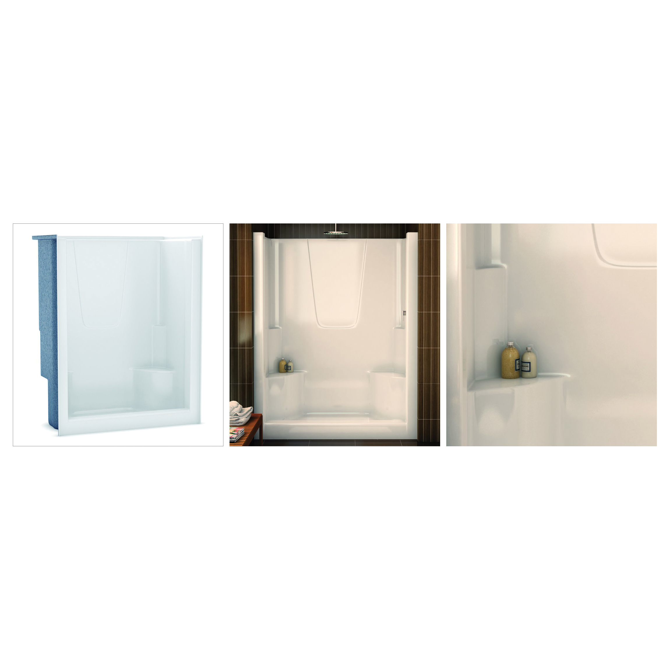 Aker® by MAAX 141029000002 S 60 1Piece Shower w/ 2 Seats, Fiberglass